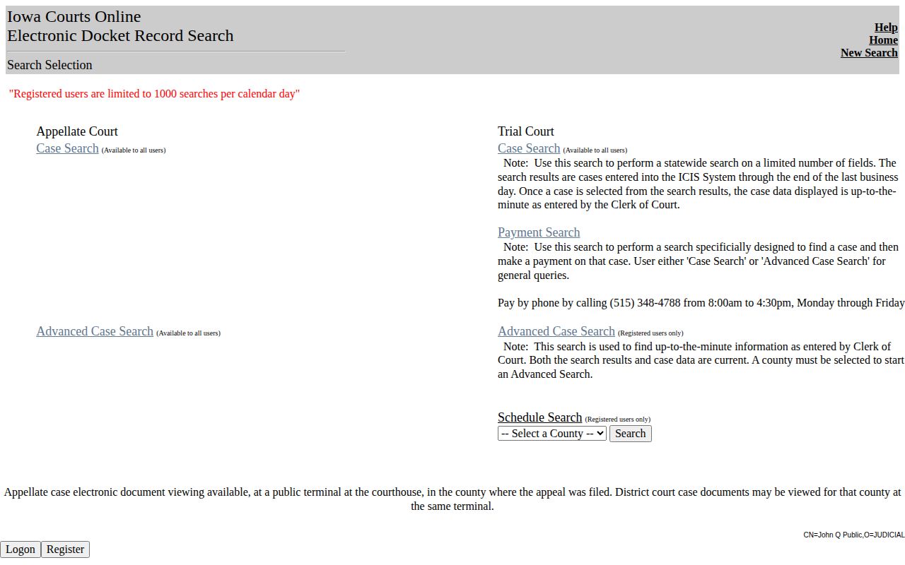 Iowa Courts Online Ringgold County case search