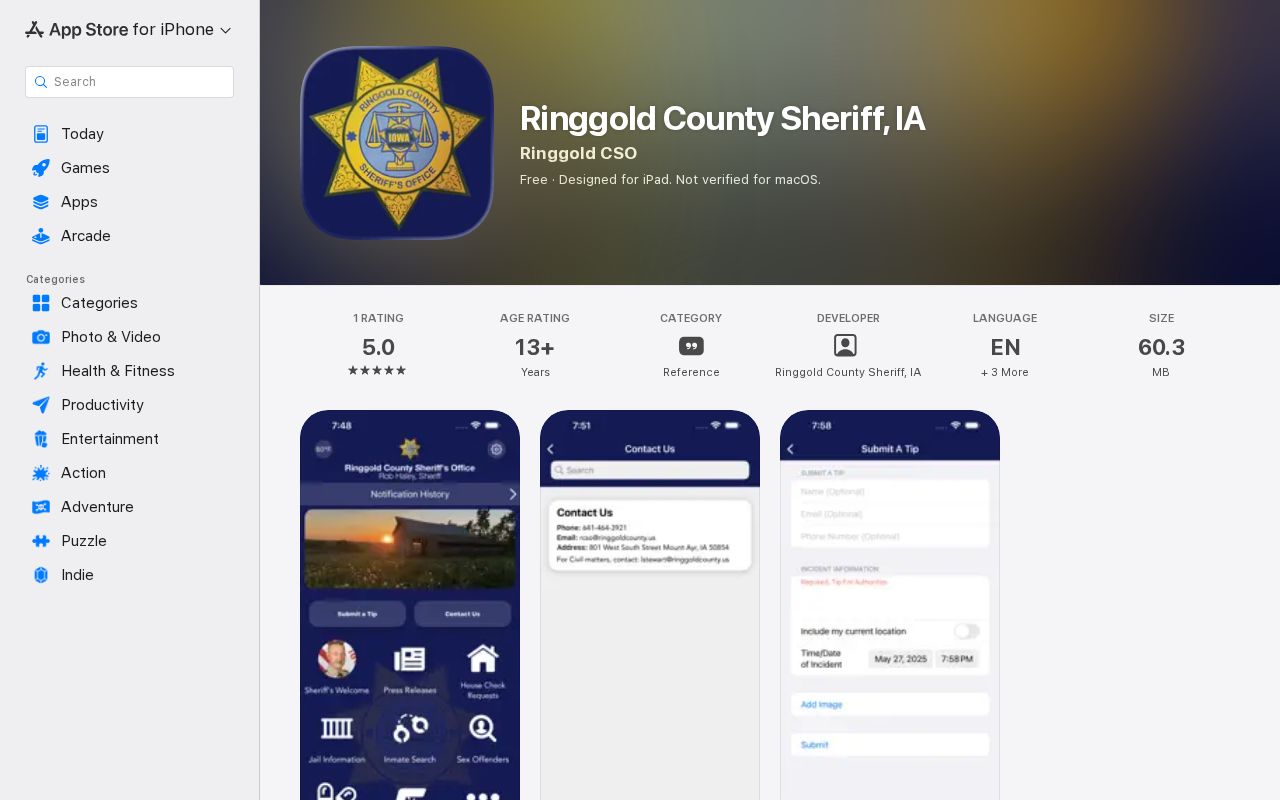 Ringgold County Sheriff app alerts listing