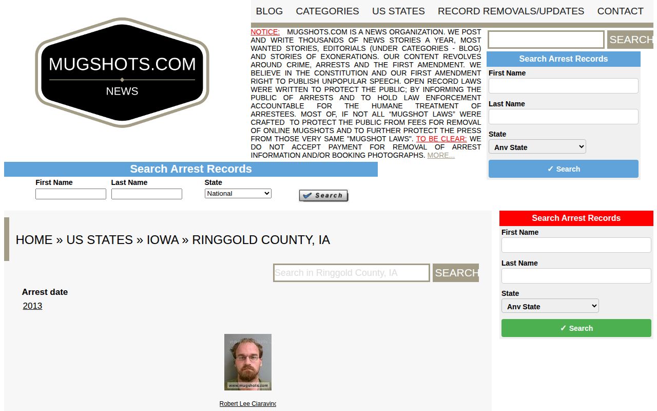 Ringgold County legacy mugshot news page comparison