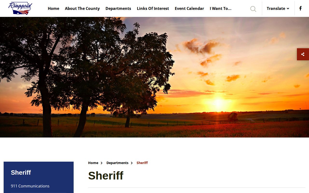 Ringgold County Sheriff booking record contact page